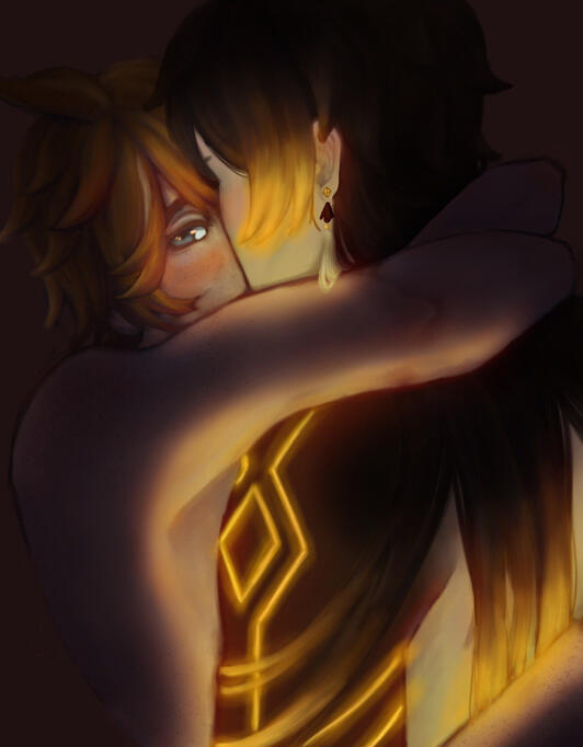 Tartaglia x Zhongli fanart - painted